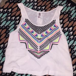 white tank top with color pattern